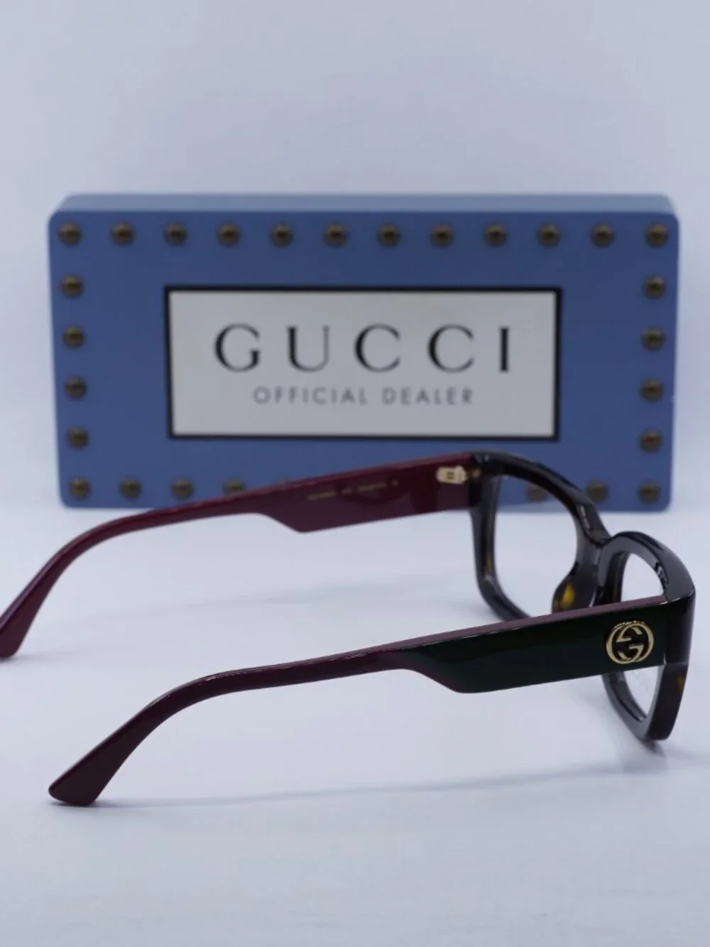 Gucci GG1666O 006 Square Eyeglasses - Havana with Red 53mm